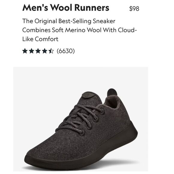 AllBirds Wool sneakers men's size 8 Merino runners - Picture 2 of 8